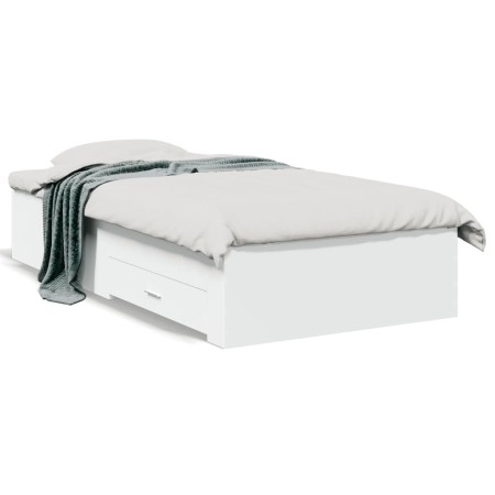 Weißes Holzwerkstoffbett mit Schubladen 100x200 cm von , Betten und Lattenroste - Ref: Foro24-3280419, Preis: 117,59 €, Rabat...