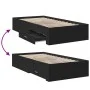 Black engineered wood bed with drawers 90x200 cm by , Beds and slatted bases - Ref: Foro24-3280427, Price: 107,16 €, Discount: %