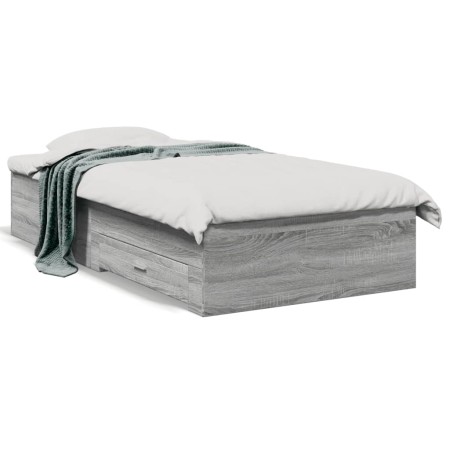 Sonoma-graues Holzwerkstoffbett mit Schubladen 90 x 190 cm von , Betten und Lattenroste - Ref: Foro24-3280438, Preis: 113,10 ...