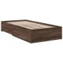 Cama con cajones madera de ingeniería marrón roble 100x200 cm de , Camas y somieres - Ref: Foro24-3280425, Precio: 114,97 €, ...