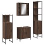 Set de muebles de baño 4 pzas madera contrachapada marrón roble
