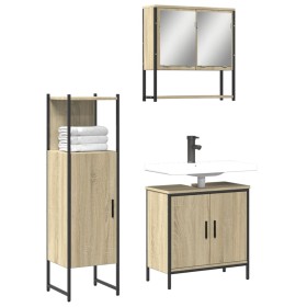 Sonoma oak plywood 3-piece bathroom furniture set by , Bathroom furniture - Ref: Foro24-3214701, Price: 193,76 €, Discount: %