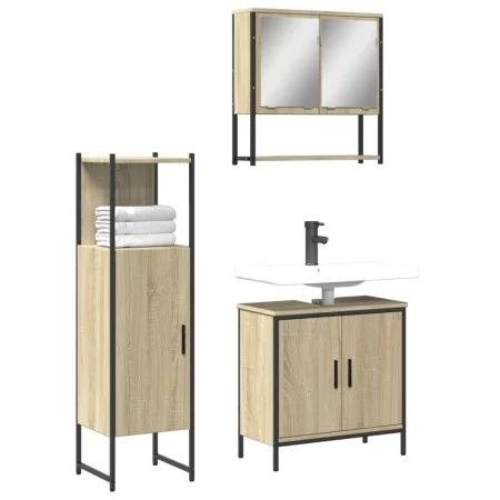 Sonoma oak plywood 3-piece bathroom furniture set by , Bathroom furniture - Ref: Foro24-3214701, Price: 181,50 €, Discount: %