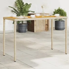 Garden table beige PE rattan wooden surface 115x54x74 cm by , Garden tables - Ref: Foro24-365078, Price: 87,30 €, Discount: %