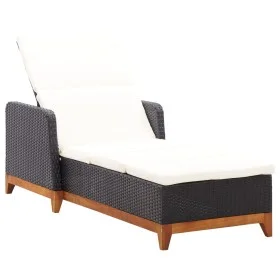Sonnenliege aus synthetischem Rattan und massivem schwarzem Akazienholz von vidaXL, Liegen - Ref: Foro24-46012, Preis: 177,92...