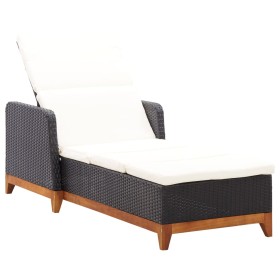 Tumbona de ratán sintético y madera maciza de acacia negro de vidaXL, Tumbonas - Ref: Foro24-46012, Precio: 180,36 €, Descuen...