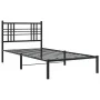 Estructura de cama con cabecero metal negro 90x200 cm de , Camas y somieres - Ref: Foro24-376317, Precio: 84,85 €, Descuento: %