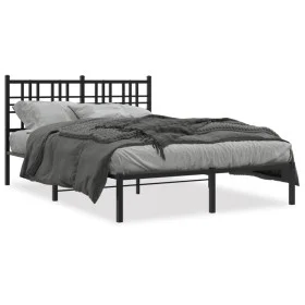 Bed frame with black metal headboard 120x200 cm by , Beds and slatted bases - Ref: Foro24-376322, Price: 105,71 €, Discount: %