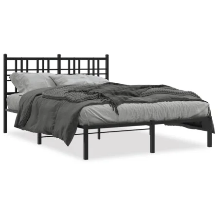 Estructura de cama con cabecero metal negro 120x200 cm de , Camas y somieres - Ref: Foro24-376322, Precio: 105,71 €, Descuent...