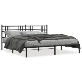 Bed frame with black metal headboard 183x213 cm by , Beds and slatted bases - Ref: Foro24-376329, Price: 102,29 €, Discount: %