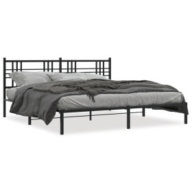 Bettgestell mit schwarzem Metallkopfteil 183x213 cm von , Betten und Lattenroste - Ref: Foro24-376329, Preis: 103,70 €, Rabat...