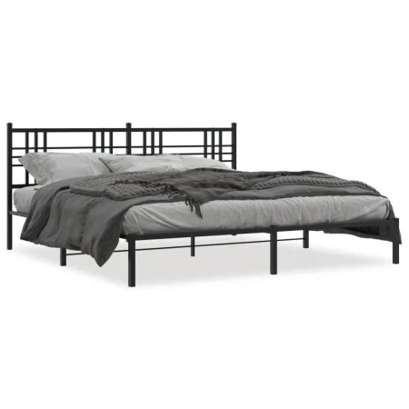 Bed frame with black metal headboard 183x213 cm by , Beds and slatted bases - Ref: Foro24-376329, Price: 102,29 €, Discount: %