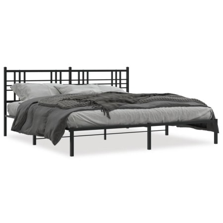 Estructura de cama con cabecero metal negro 183x213 cm de , Camas y somieres - Ref: Foro24-376329, Precio: 103,61 €, Descuent...