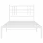 Metal bed frame with white headboard 107x203 cm by , Beds and slatted bases - Ref: Foro24-376369, Price: 77,44 €, Discount: %