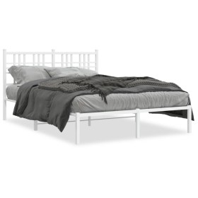 Bettgestell aus weißem Metall mit Kopfteil 140x200 cm von , Betten und Lattenroste - Ref: Foro24-376374, Preis: 111,79 €, Rab...