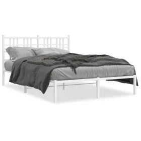 White metal bed frame with headboard 140x200 cm by , Beds and slatted bases - Ref: Foro24-376374, Price: 110,00 €, Discount: %