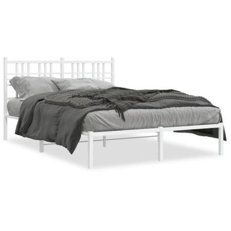 Bettgestell aus weißem Metall mit Kopfteil 140x200 cm von , Betten und Lattenroste - Ref: Foro24-376374, Preis: 111,79 €, Rab...