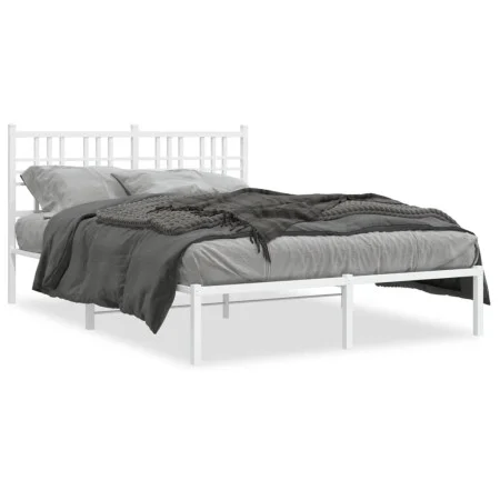 Estructura de cama con cabecero metal blanca 140x200 cm de , Camas y somieres - Ref: Foro24-376374, Precio: 110,00 €, Descuen...
