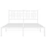 Bettgestell aus weißem Metall mit Kopfteil 140x200 cm von , Betten und Lattenroste - Ref: Foro24-376374, Preis: 110,00 €, Rab...