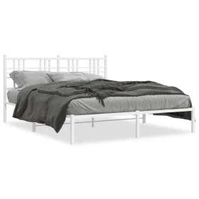 White metal bed frame with headboard 160x200 cm by , Beds and slatted bases - Ref: Foro24-376376, Price: 113,70 €, Discount: %