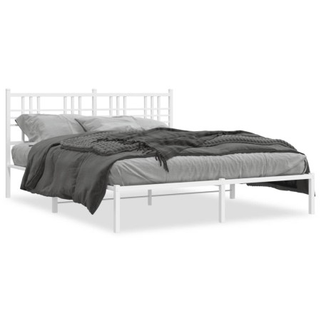 Bettgestell aus weißem Metall mit Kopfteil 160x200 cm von , Betten und Lattenroste - Ref: Foro24-376376, Preis: 115,58 €, Rab...