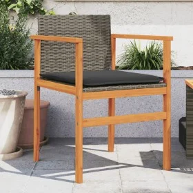 Gartenstühle und Kissen 2 Stück graues PE-Rattan und Massivholz von , Gartenstühle - Ref: Foro24-368712, Preis: 141,27 €, Rab...