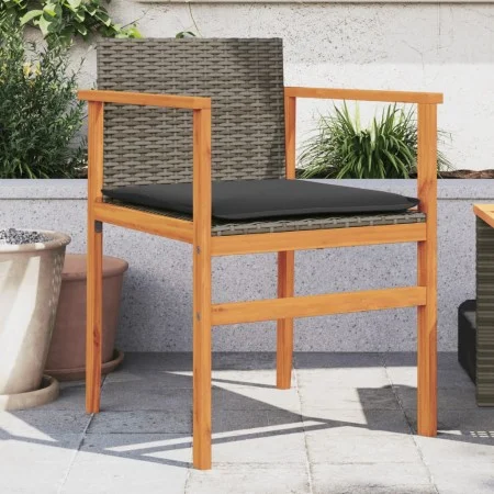 Garden chairs and cushions 2 pcs gray PE rattan and solid wood by , Garden chairs - Ref: Foro24-368712, Price: 141,24 €, Disc...