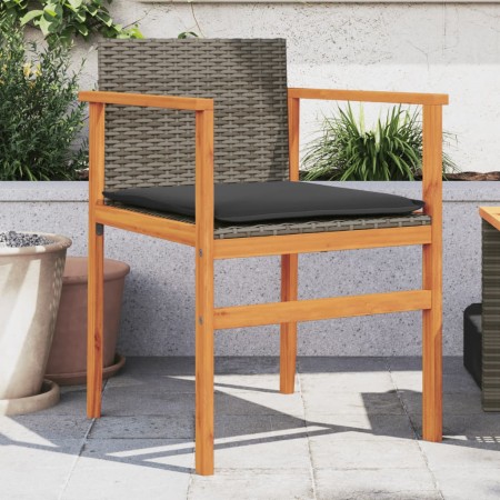 Gartenstühle und Kissen 2 Stück graues PE-Rattan und Massivholz von , Gartenstühle - Ref: Foro24-368712, Preis: 144,06 €, Rab...