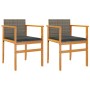 Sillas de jardín y cojines 2 uds ratán PE gris y madera maciza de , Sillas de jardín - Ref: Foro24-368712, Precio: 107,93 €