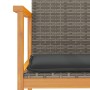Sillas de jardín y cojines 2 uds ratán PE gris y madera maciza de , Sillas de jardín - Ref: Foro24-368712, Precio: 107,93 €