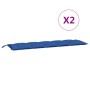 Cojines de banco de jardín 2 uds tela Oxford azul 180x50x7 cm