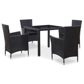 Juego de comedor de jardín 5 piezas ratán sintético negro de vidaXL, Conjuntos de jardín - Ref: Foro24-45978, Precio: 383,64 ...