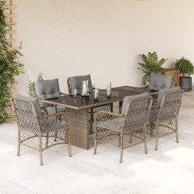 7-piece garden dining set with beige synthetic rattan cushions by , Garden sets - Ref: Foro24-3212064, Price: 733,93 €, Disco...