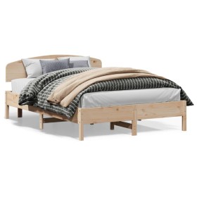 Estructura de cama con cabecero madera maciza pino 120x200 cm