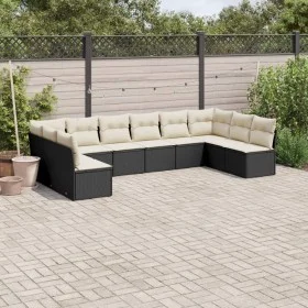 Garden sofa set 10 pieces with black synthetic rattan cushions by , Garden sets - Ref: Foro24-3249925, Price: 544,61 €, Disco...