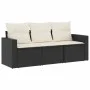 Gartensofa-Set mit Kissen, 3-teilig, schwarzes synthetisches Rattan von , Modulare Sofas für den Außenbereich - Ref: Foro24-3...