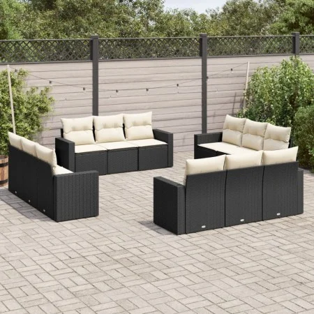 Garden sofa set 12 pieces with black synthetic rattan cushions by , Modular outdoor sofas - Ref: Foro24-3251103, Price: 819,1...