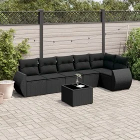 7-piece garden dining set and black synthetic rattan cushions by , Garden sets - Ref: Foro24-3253732, Price: 459,40 €, Discou...