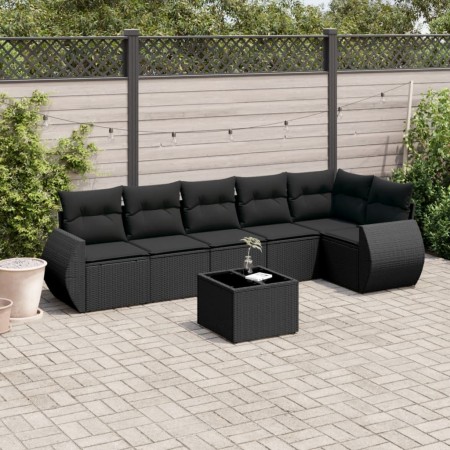 7-piece garden dining set and black synthetic rattan cushions by , Garden sets - Ref: Foro24-3253732, Price: 464,69 €, Discou...