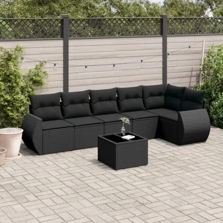 7-piece garden dining set and black synthetic rattan cushions by , Garden sets - Ref: Foro24-3253732, Price: 459,42 €, Discou...