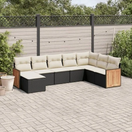 Set de sofás de jardín 8 piezas y cojines ratán sintético negro de , Conjuntos de jardín - Ref: Foro24-3260327, Precio: 479,2...