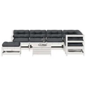 Garden furniture set with cushions 8 pieces solid white pine wood by , Garden sets - Ref: Foro24-3250601, Price: 713,96 €, Di...
