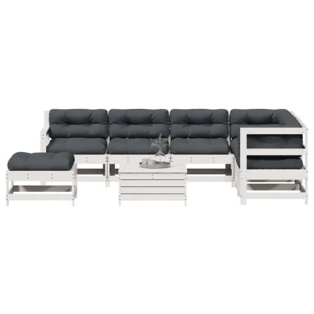 Garden furniture set with cushions 8 pieces solid white pine wood by , Garden sets - Ref: Foro24-3250601, Price: 713,96 €, Di...