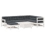 Gartenmöbel-Set mit Kissen, 8-teilig, massives weißes Kiefernholz von , Gartensets - Ref: Foro24-3250601, Preis: 722,79 €, Ra...