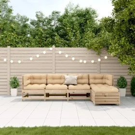5-teiliges Gartenmöbel-Set mit Kissen aus massivem Kiefernholz von , Gartensets - Ref: Foro24-3250840, Preis: 500,41 €, Rabat...