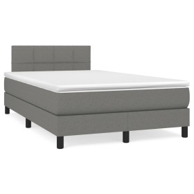 Box spring bed with mattress and LED dark brown fabric 120x190 cm by , Beds and slatted bases - Ref: Foro24-3270040, Price: 4...
