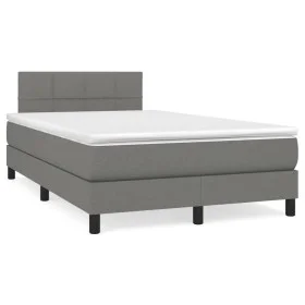 Box spring bed with mattress and LED dark brown fabric 120x190 cm by , Beds and slatted bases - Ref: Foro24-3270040, Price: 4...