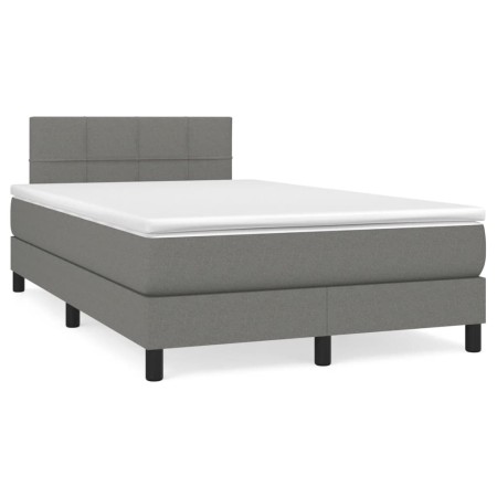 Box spring bed with mattress and LED dark brown fabric 120x190 cm by , Beds and slatted bases - Ref: Foro24-3270040, Price: 4...