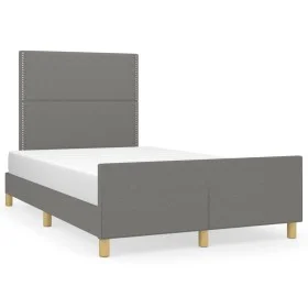 Bed frame with headboard dark gray fabric 120x190 cm by , Beds and slatted bases - Ref: Foro24-3270507, Price: 155,00 €, Disc...