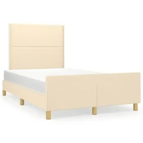 Bed frame with cream fabric headboard 120x190 cm by , Beds and slatted bases - Ref: Foro24-3270511, Price: 159,95 €, Discount: %